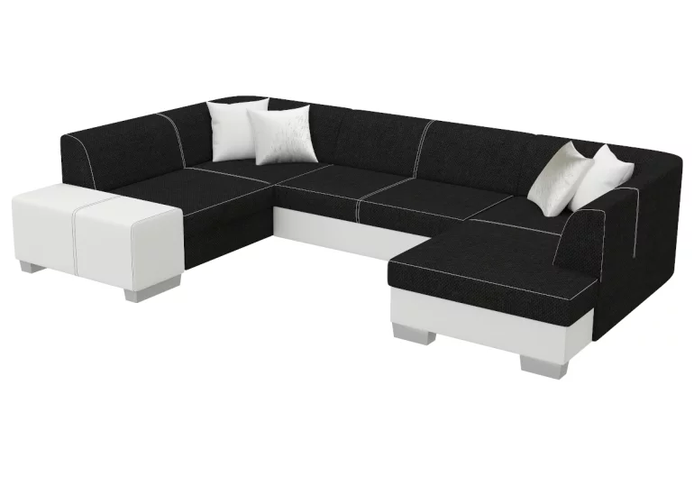 Ausziehbares Sofa HAVANIS, U-Form, 320x73x167/207, sawana14/soft017white, recht